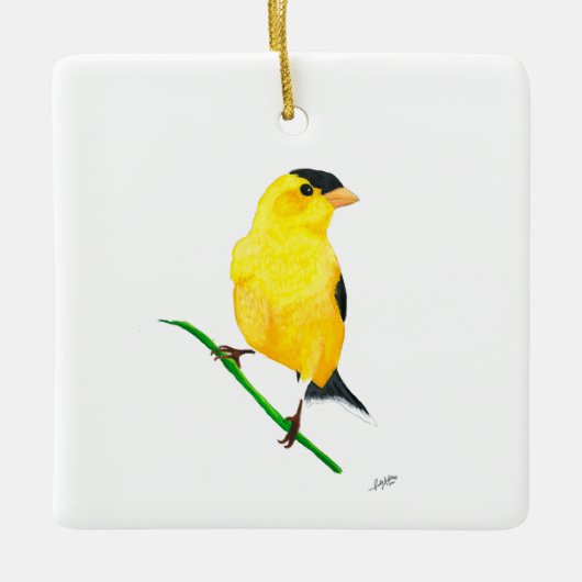 Amerikaanse Goldfinch Keramisch Ornament (Voorkant)