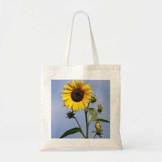 Amerikaanse Goldfinch op zonnebloem Tote Bag (Voorkant)