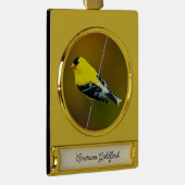Amerikaanse Goldfinch - originele foto Verguld Banner Ornament (Rechts)