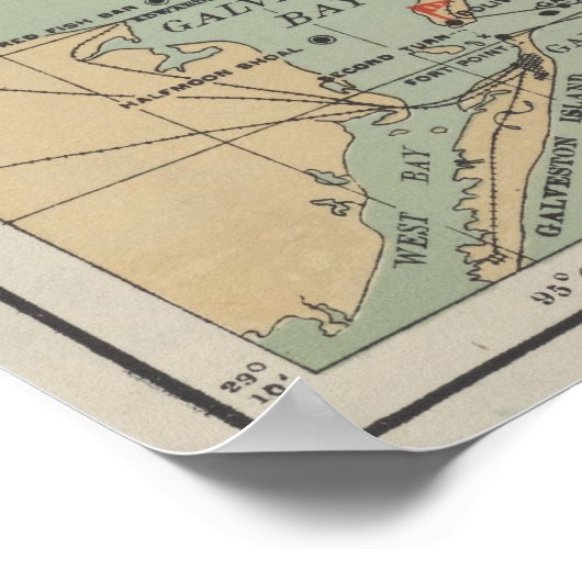 Amerikaanse Golf van Mexico Lighthouse Map (1898) Poster (Hoek)