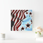 Amerikaanse golfvlag vierkante klok (Huis)