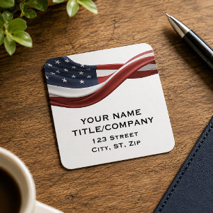 Amerikaanse golvende bedrijfsnaam vierkante sticker