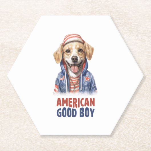 Amerikaanse GoodBoy Dog US Jacket de Juli Kartonnen Onderzetters (Voorkant)