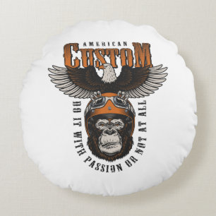 Amerikaanse Gorilla Motorfiets Vintage Biker Adela Rond Kussen