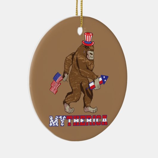 Amerikaanse Gorilla Rocket Patriotic American Flag Keramisch Ornament (Rechts)
