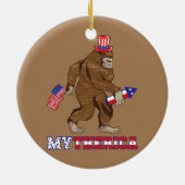 Amerikaanse Gorilla Rocket Patriotic American Flag Keramisch Ornament (Achterkant)