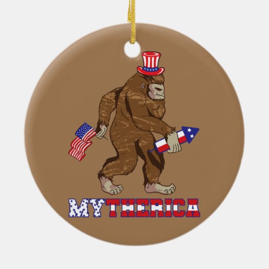 Amerikaanse Gorilla Rocket Patriotic American Flag Keramisch Ornament (Achterkant)