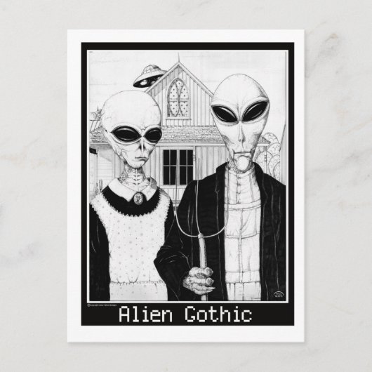 Amerikaanse Gothic, Alien-portretten, Aliens Briefkaart (Voorkant)