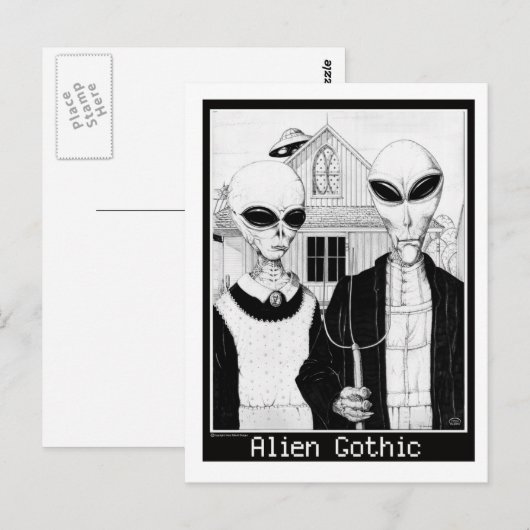 Amerikaanse Gothic, Alien-portretten, Aliens Briefkaart (Voorkant / Achterkant)