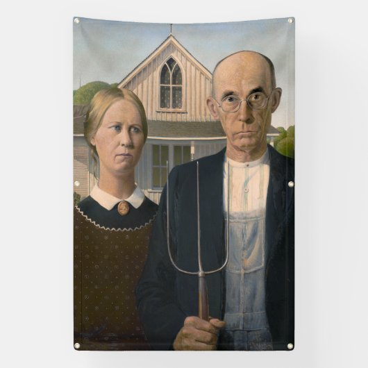 Amerikaanse Gothic: Ellendig landelijk boerenleven Spandoek (Verticaal)