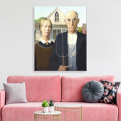 Amerikaanse Gothic - Grant Wood Canvas Afdruk (Insitu (Woonkamer))