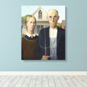 Amerikaanse Gothic - Grant Wood Canvas Afdruk (Insitu (Houten vloer))
