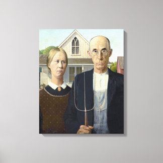 Amerikaanse Gothic - Grant Wood Canvas Afdruk