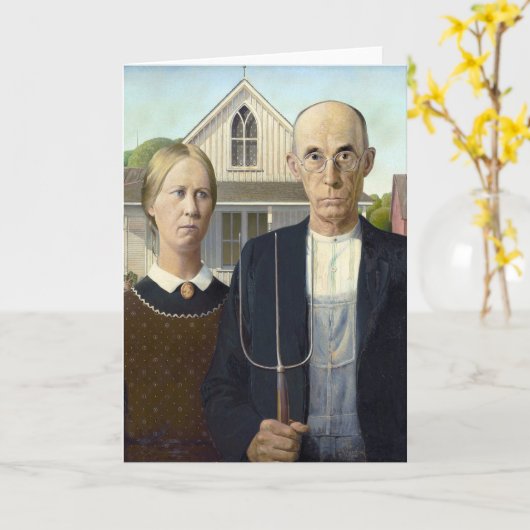 Amerikaanse Gothic - Grant Wood Kaart (Gele Bloem)