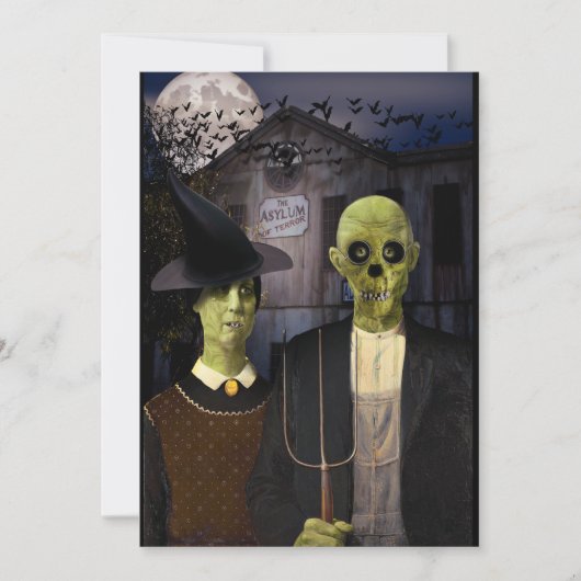 Amerikaanse Gothic Halloween Spokenhuis Kaart (Voorkant)