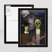 Amerikaanse Gothic Halloween Spukhuis Briefkaart (Voorkant / Achterkant)
