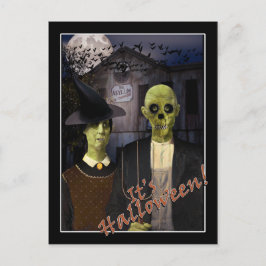 Amerikaanse Gothic Halloween Spukhuis Briefkaart
