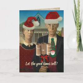 Amerikaanse Gothic Kerstmis laat de Good Times Rol Feestdagen Kaart