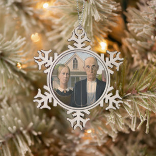 Amerikaanse Gothic: Landelijk leven Arme plattelan Tin Sneeuwvlok Ornament