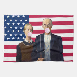 Amerikaanse Gothic Pink Bubble Kom Verenigde State Theedoek