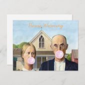 Amerikaanse Gothic Pink Gum House Warming Kaart (Voorkant / Achterkant)