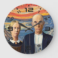 Amerikaanse Gothic Schreeuw Kunst Mashup Klok