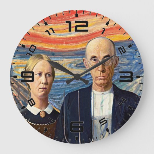 Amerikaanse Gothic Schreeuw Kunst Mashup Klok (Voorkant)