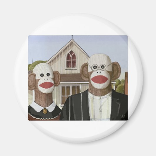 Amerikaanse Gothic Socks-apen Magneet (Voorkant)