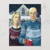 Amerikaanse gothic - winterparodie briefkaart (Voorkant)