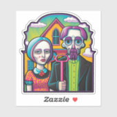 Amerikaanse Gothische Pop Art Sticker (Vel)