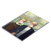 Amerikaanse gothische roze bubelgum tuinachtergron notitieboek (Linkerzijde)