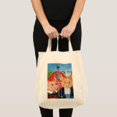 Amerikaanse gothische vlek, varkens, schuur, boerd tote bag (Voorkant (product))