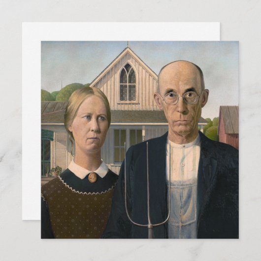 Amerikaanse gotiek: platteland leeft arm boer feestdagenkaart (Voorkant / Achterkant)