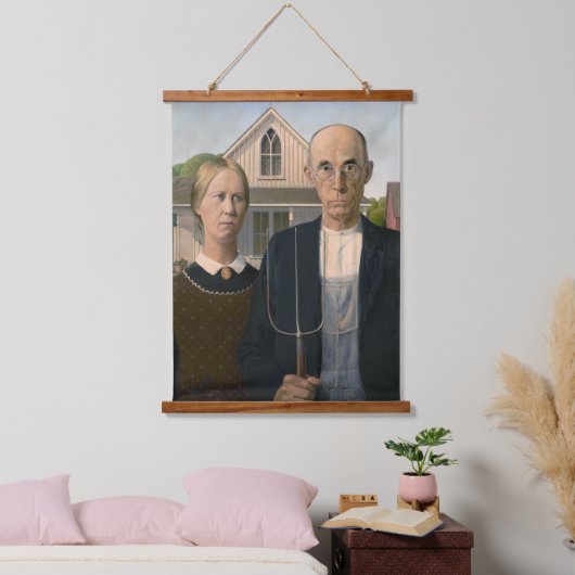 Amerikaanse gotiek: platteland leeft arm boer hangend wandkleed (Slaapkamer)