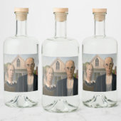 Amerikaanse gotiek: platteland leeft arm boer likeurfles etiket (Flessen)