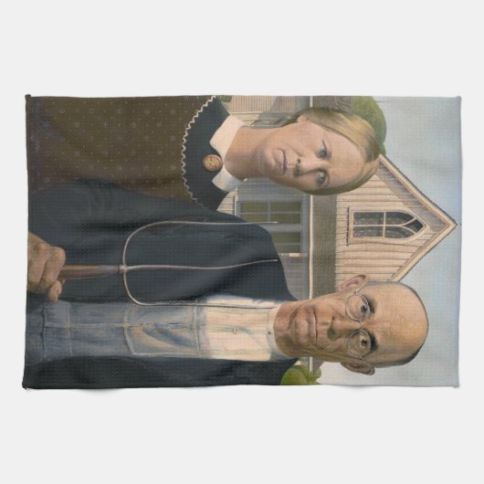 Amerikaanse gotiek: platteland leeft arm boer theedoek (Horizontaal)