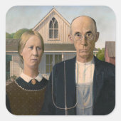 Amerikaanse gotiek: platteland leeft arm boer vierkante sticker (Voorkant)