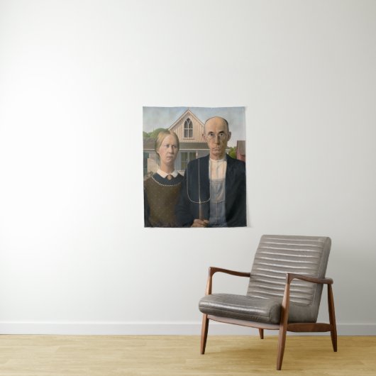 Amerikaanse gotiek: platteland leeft arm boer wandkleed (In situ)