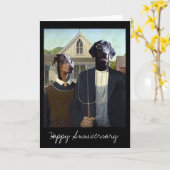 Amerikaanse Gotische grappige Doberman Kaart (Gele Bloem)