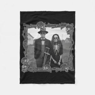 Amerikaanse gotische skelet Halloween-kostuum Fleece Deken