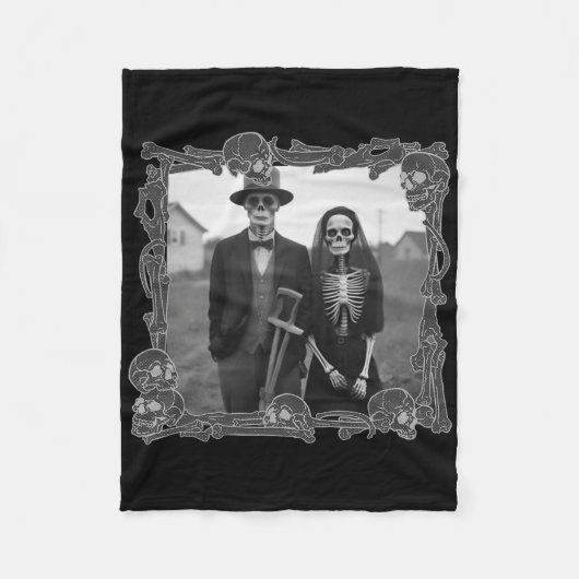 Amerikaanse gotische skelet Halloween-kostuum  Fleece Deken (Voorkant)