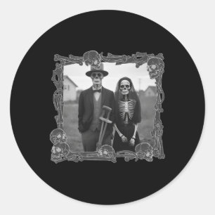 Amerikaanse gotische skelet Halloween kostuum  Ronde Sticker