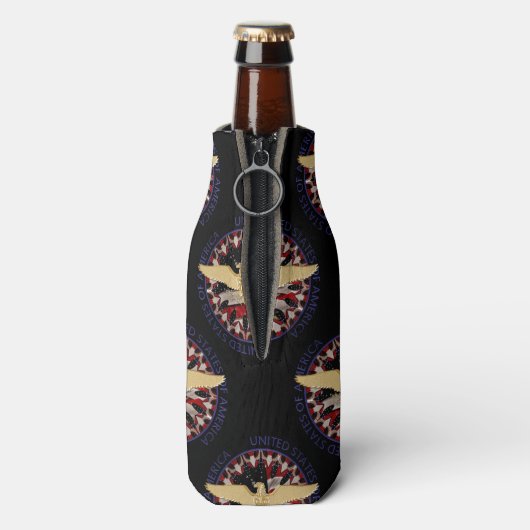 Amerikaanse goudadelaar, vlag zwarte-blauwe-flesko flesjeskoeler (Fles Achterkant)