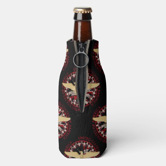 Amerikaanse goudadelaar, vlag zwarte-rode-fleskoel flesjeskoeler (Fles Achterkant)