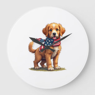 Amerikaanse Gouden Puppy Vintage Patriottisch Shir Grote Klok