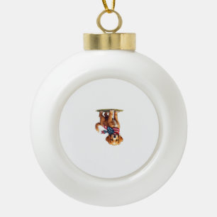 Amerikaanse Gouden Puppy Vintage Patriottisch Shir Keramische Bal Ornament