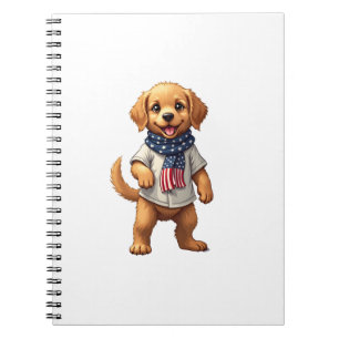 Amerikaanse Gouden Puppy Vintage Patriottisch Shir Notitieboek