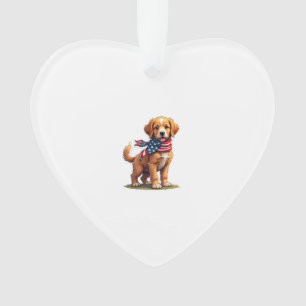 Amerikaanse Gouden Puppy Vintage Patriottisch Shir Ornament