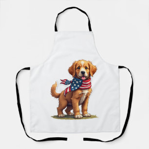 Amerikaanse Gouden Puppy Vintage Patriottisch Shir Schort