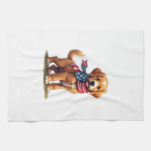 Amerikaanse Gouden Puppy Vintage Patriottisch Shir Theedoek